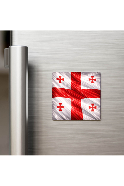 iBerk Gürcistan – Georgia – Abstract Ülke Bayraklı Baskılı Buzdolap Magneti K...