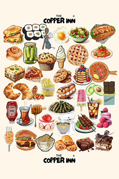 The Copper Inn 39 Adet Yemek Food Gurme Lezzet Sticker Seti Scrapbook Ajanda ...