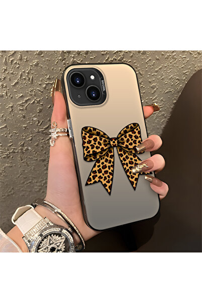 ucuc حافظة متينة متوافقة مع آيفون 14 مصنوعة من السيليكون مع تصميم الفهد والفراشة