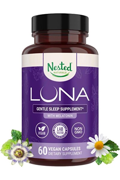 Nested Naturals لونا للمساعدة على النوم - حبوب نوم طبيعية غير مسببة للإدمان ل...