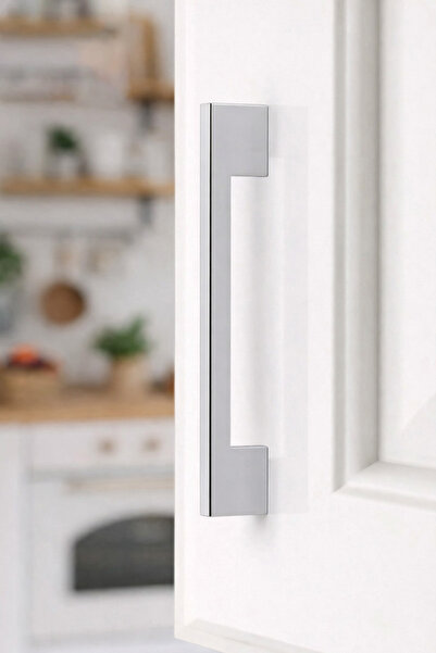 BERFİNO مقبض كروم 160 مم - مقبض خزانة أثاث عصري مربع الشكل (عبوة من 5 قطع)