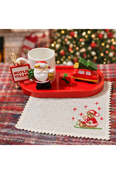 RivelCandle Yılbaşı Temalı Kahve Sunum Seti – Noel Baba Figürlü Fincan, Mum v...