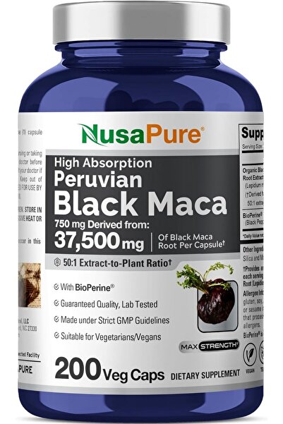 NusaPure Peruvian Black Maca Root Extract 50:1 - Suitable for Vegetarian/Vega...