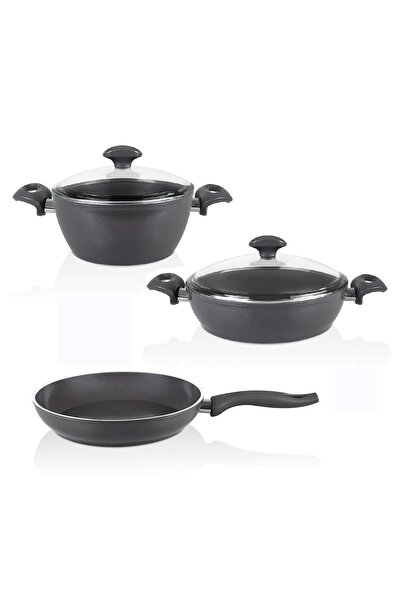 FALEZ Ceramic Karnıyarık Cookware + Deep Pot and Pan Set |   24 cm |   Smoked