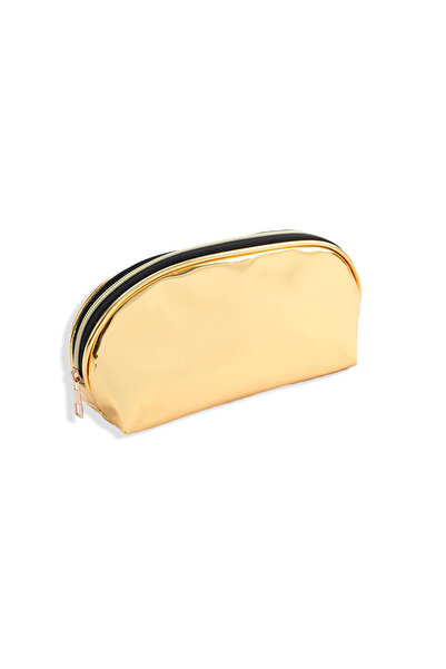 Juene Mirror Leather Gold Hump Makeup Bag / Pvc / Metal Quality Zipper