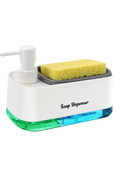Teno ® 3-in-1 Dish Soap Dispenser, Liquid Detergent, Sponge Holder, 385ml, White