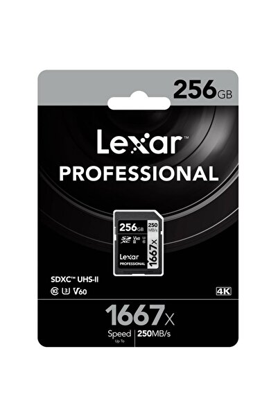 Lexar 256 Gb 1667x U3 V60 4k Sd Hafıza Kartı (250 Mb/s)