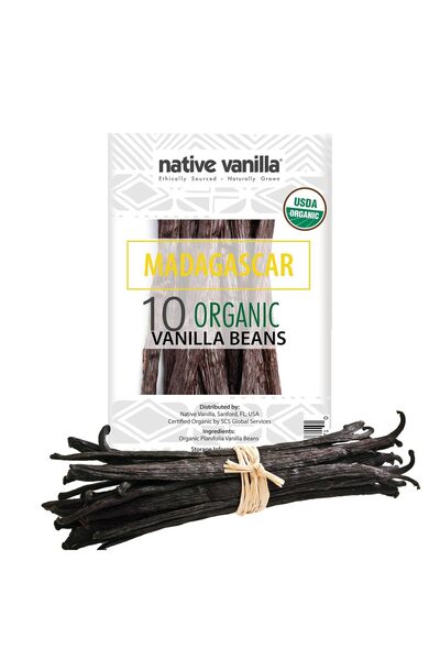 Native Vanilla ١٠ حبات فانيليا مدغشقرية عضوية - قرون فانيليا فاخرة من الدرجة ...