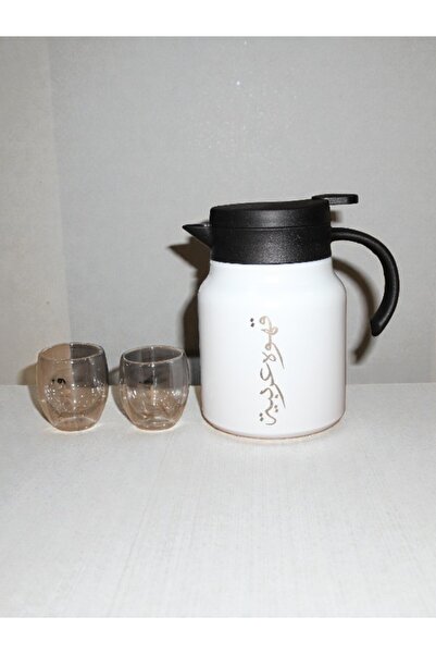 WDA Vacuum Flask Set with 2 Cups – Thermal Coffee & Tea Server (Black / White)