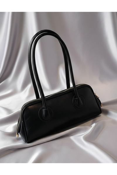 H&D COLLECTİON Geantă neagră pentru femei, cu mâner lung, tip baguette, pentr...