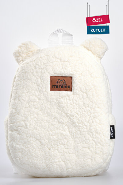 Minilee Teddy Peluş Beyaz 0-8 Yaş - Kreş, Anaokulu Çocuk Sırt Çantası