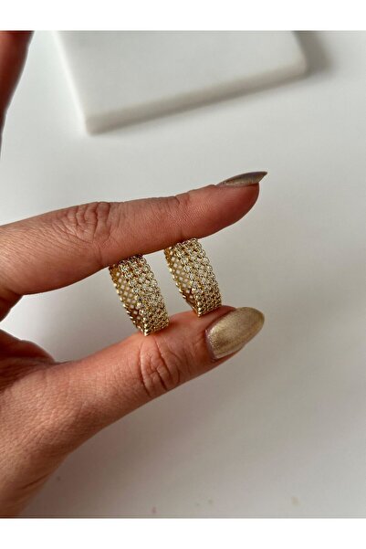 Charmist 14K Çelik Üzeri Altın Kaplama Minimal Cm Küpe