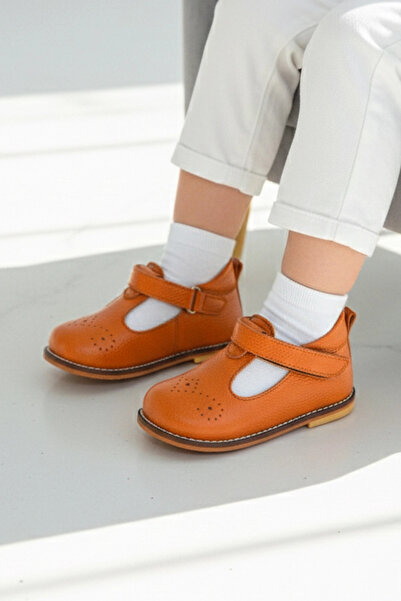 Cevoclub kids حذاء إرشاديم الطبي من الجلد الطبيعي مع فيلكرو باللون البني CV-481