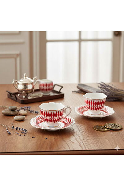 casa rosa coffee cups set of 6 pieces red color