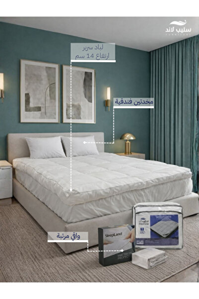 SLEEPLAND بكج الراحة الفندقية | لباد فندقي 200×140 مع واقي مرتبة ومخدة