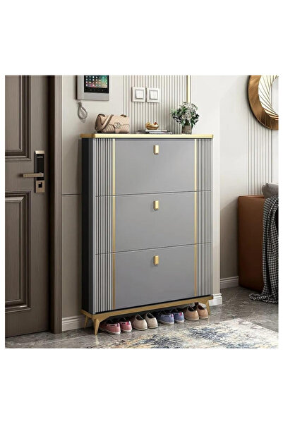 LAOBAN Wooden Shoe Rack, Shoe Cabinet Free Standing Entryway Shoes Organizer (gray color)