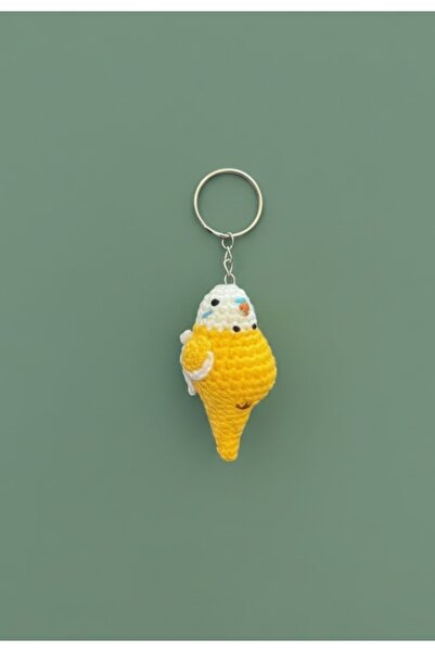 perasse Sarı muhabbet kuşu amigurumi anahtarlık