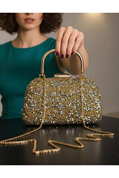 ÇANTAM GELSİN Women's Crystal Large Stone Evening Dress Bag Special Occasion Bag