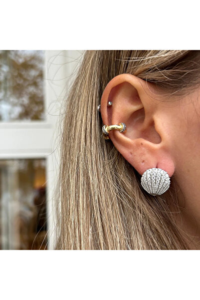 Asteria Jewelry Silver Zircon Sea Shell Earrings