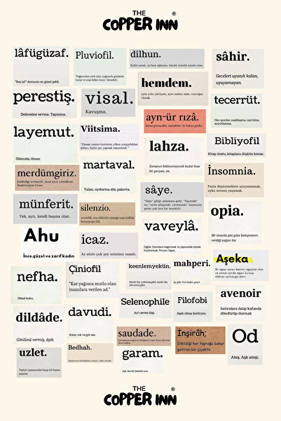 The Copper Inn 39 Adet Lûgat Sözlük Kelime Sticker Seti Minimalist Edebi Bull...