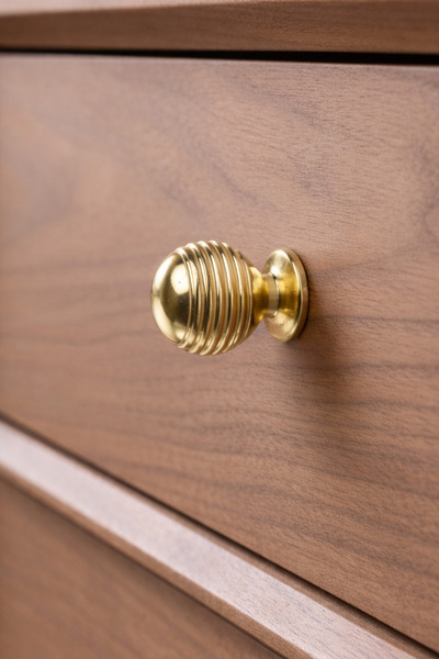 BERFİNO 5-Piece Titan Gold Knob Handle – Shiny Metal Furniture Knob (Pack of 5)