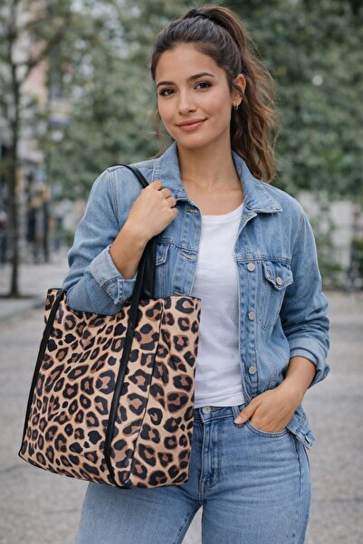ZERVA QUEEN Leopard Print Large Women's Shoulder Bag – Stylish and Everyday Use