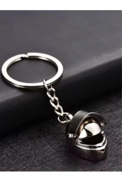 MotoGarage Mini Kask Gümüş Renk Metal Anahtarlık & Charm | Motorcu Hediyelik