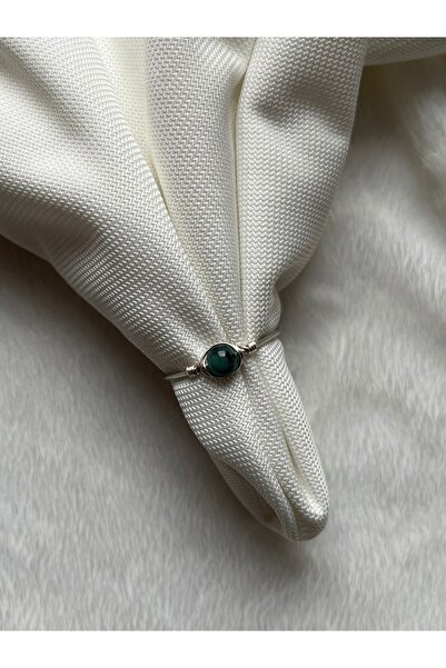 Pel Design Minimal Emerald Stone Adjustable Silver Color Wire Ring