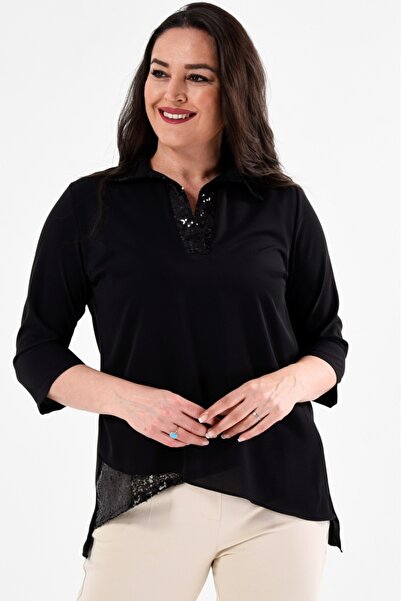 Javelin Collection YAKASI VE ETEĞİ PAYETLİ BLUZ