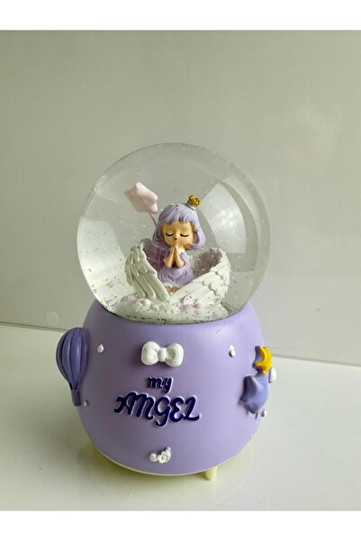 Bumelo Mor Melek Büyük Boy Işıklı,Müzikli,Kar Püskürtmeli Kar Küresi