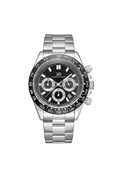 Kenneth Scott Men's Stainless Steel Round Dial Watch