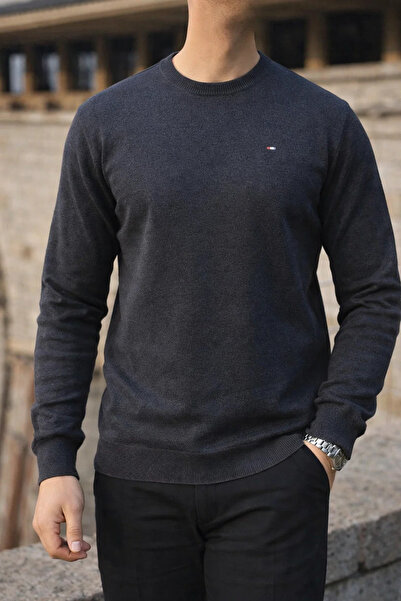 comstar Men's Winter Crew Neck Slim Fit Smoked Basic Sweater