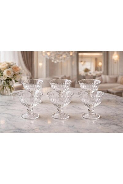 Wow Home طقم أوعية زجاجية أنيقة التصميم مكون من 6 قطع للآيس كريم والبودنغ وحلوى الأرز بالحليب