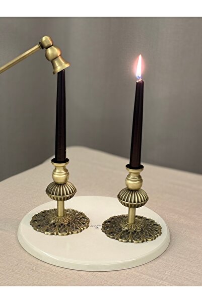 LUXAY HOME LADIES 2'Lİ PİRİNÇ KAPLAMALI ŞAMDAN & DEKORATİF MUM SÖNDÜRÜCÜ OBJE...