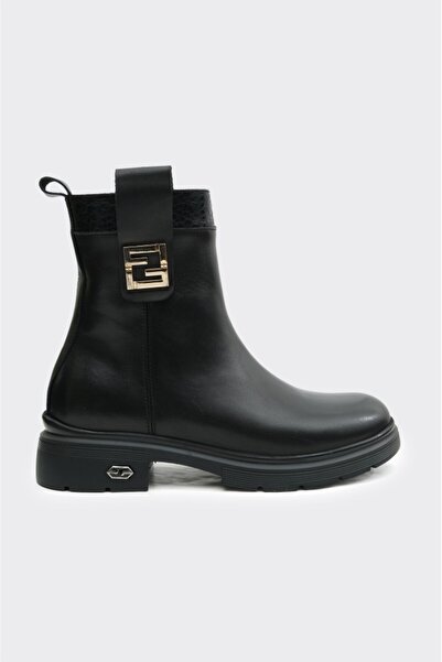 derinet Hakiki Deri Fermuarlı Kadın Bot