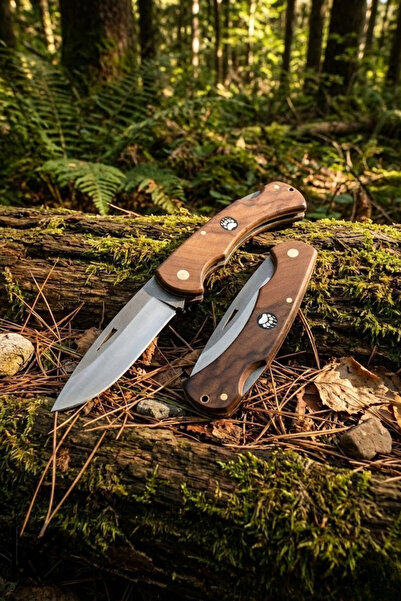 Visby Home 4116 Çelik Sırttan Kilitli Kamp Çakısı - Ceviz Saplı Outdoor Av Bıçağı (19 cm)