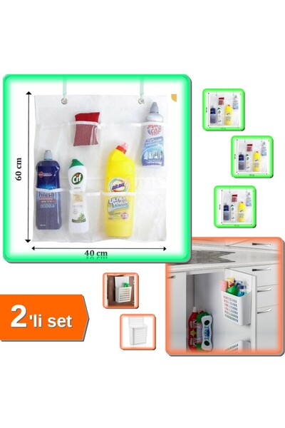 HerEveOyuncak Dolap Kapağına Asılabilen Deterjan Organizeri + 8 Cepli Askılı ...