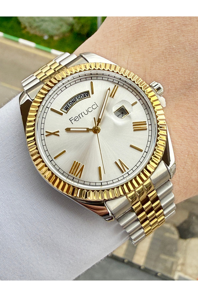 Ferrucci 43 mm Takvimli Çelik Kordon Erkek Kol Saati