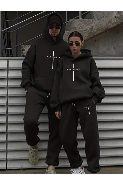 LELVANİ WAY MAKER Set de trening cu glugă, cu imprimeu cu model scris și comb...