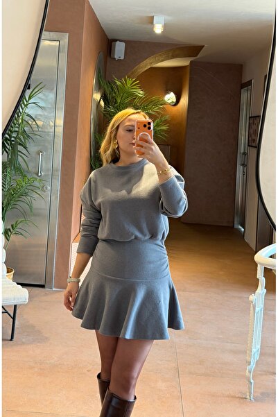 FATMA NUR ŞİRELİ BUTİK Drapeli Mini Elbise