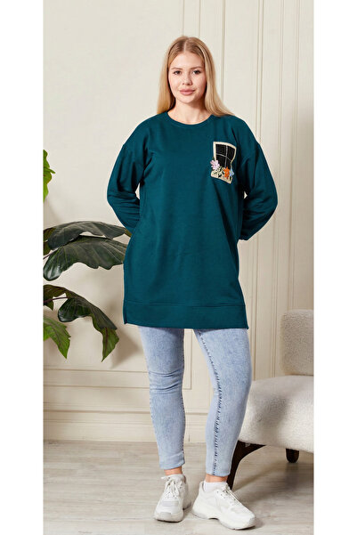 Birol Triko Жіноча туніка блакитного кольору з квітковим візерунком