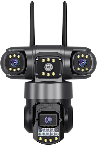 Generic كاميرا مراقبة V380 Pro بدقة 4K UHD بتقنية WiFi - عدسة ثلاثية 360 درجة PTZ خارجية مقاومة للماء بتقنية الذكاء الاصطناعي ورؤية ليلية