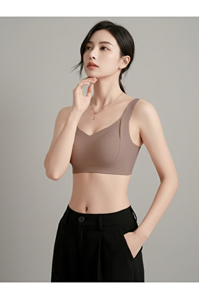 Boubon Co Dark Mink Non-Marking B Cup Without Underwire D Stitch-Free Laser Cut t Shaping / Sculpting Bra with Removable Pads