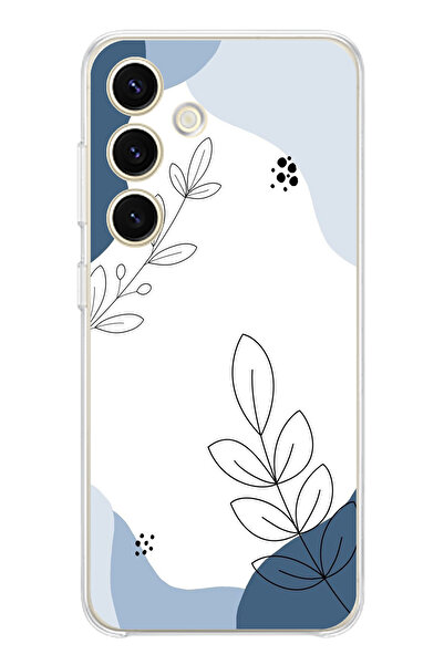 TechTree حافظة سيليكون متوافقة مع هاتف سامسونج جالاكسي S24 باللون الأزرق وخطو...