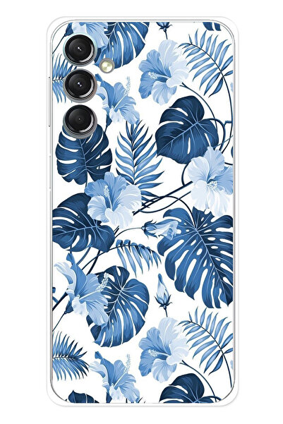 TechTree حافظة سيليكون مطبوع متوافقة مع هاتف سامسونج جالاكسي A24 بنمط أوراق ا...