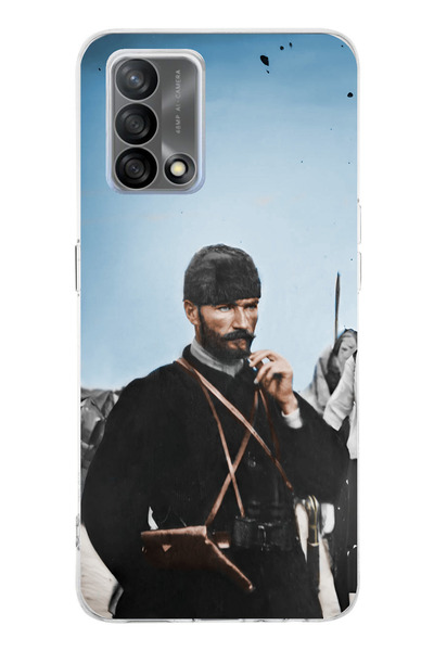 TechTree حافظة سيليكون متوافقة مع هاتف OPPO A74 من أتاتورك في المقدمة مطبوع