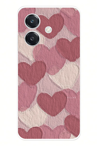 TechTree حافظة سيليكون متوافقة مع هاتف OPPO A3 باللون الوردي الباستيل والقلب ...