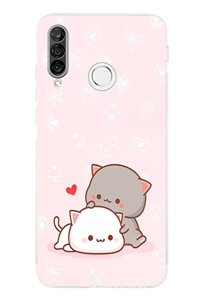 TechTree حافظة سيليكون متوافقة مع هاتف Huawei P30 Lite، لطيفة وريموتية، مطبوع