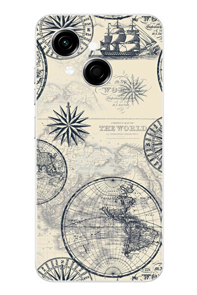 TechTree حافظة سيليكون متوافقة مع Tecno Spark GO 1 وخرائط العالم القديمة والب...