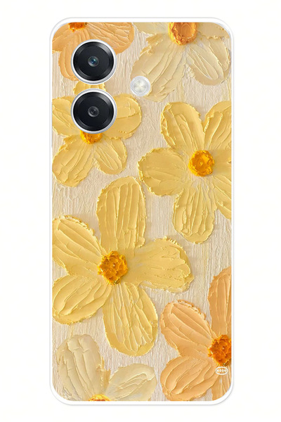 TechTree حافظة سيليكون متوافقة مع هاتف OPPO A3 بلون أصفر ديزي مطبوع